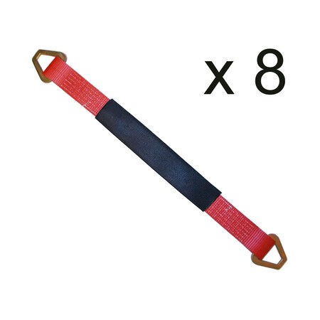 Tie 4 Safe 2" x 24" Axle Straps w/ Sleeve & D Rings, WLL: 3, 333 lbs., PK8 RT41A-24M18-R-C-8